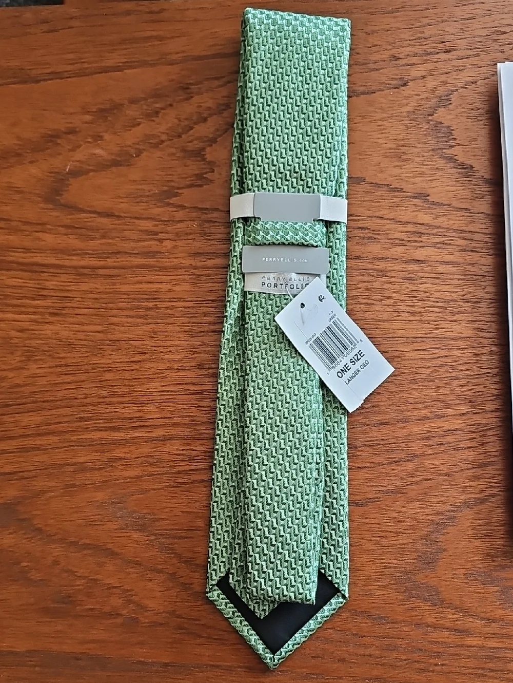 **NWT** Green Langer Geo Pattern Perry Ellis Portfolio Tie